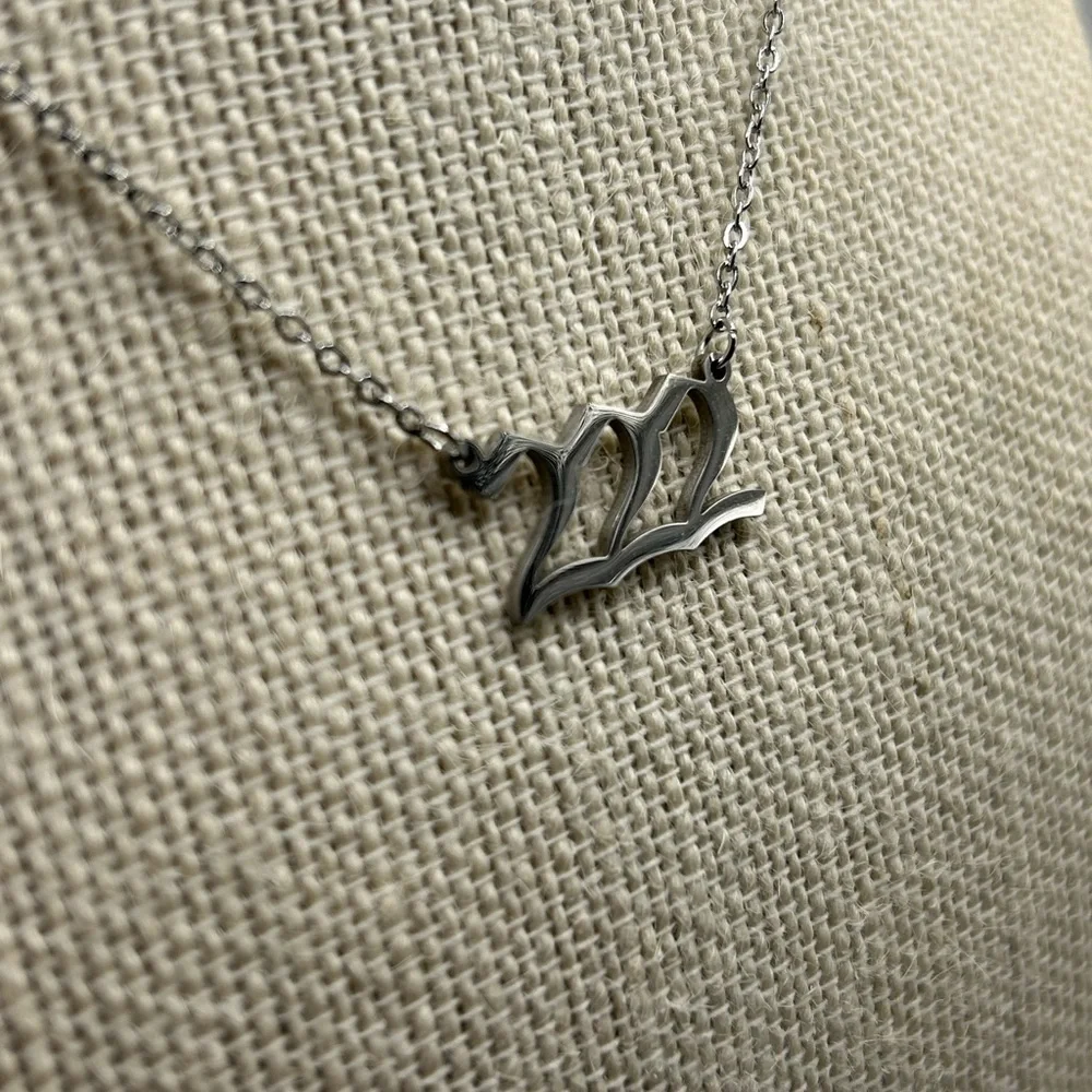 222 Angel Number Necklace Gold or Silver 18 inch length‎ Stainless Steel